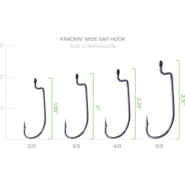 Googan Squad Krackin 4/0 Wide Gap Fishing Hook, Silver, High Carbon Steel