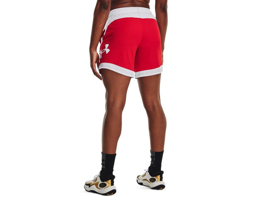 Under Armour Women's Baseline 6" Basketball Shorts Red White Medium