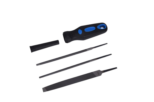 Century Drill & Tool 72470 4-Piece Hand File Set Mill Round Taper w/ Handle