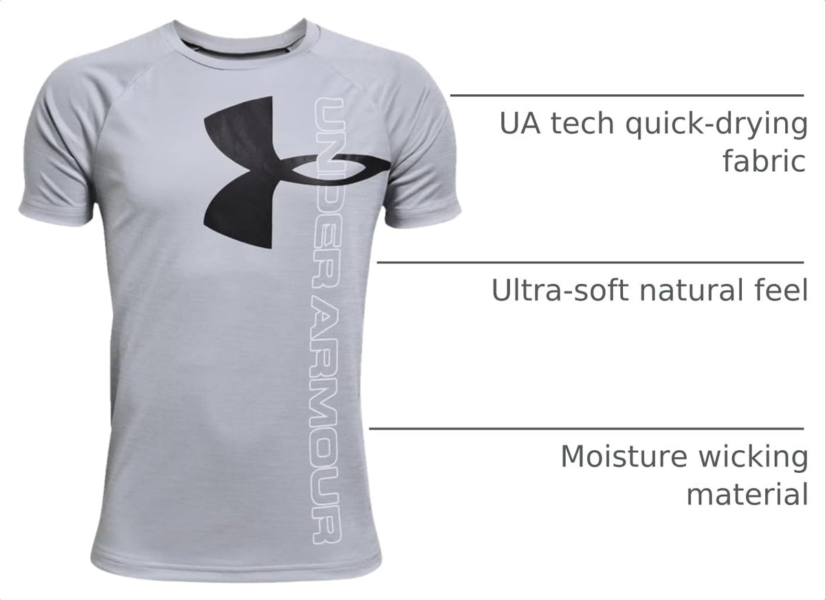 Under Armour Boys Tech Split Logo T-Shirt Mod Gray Small