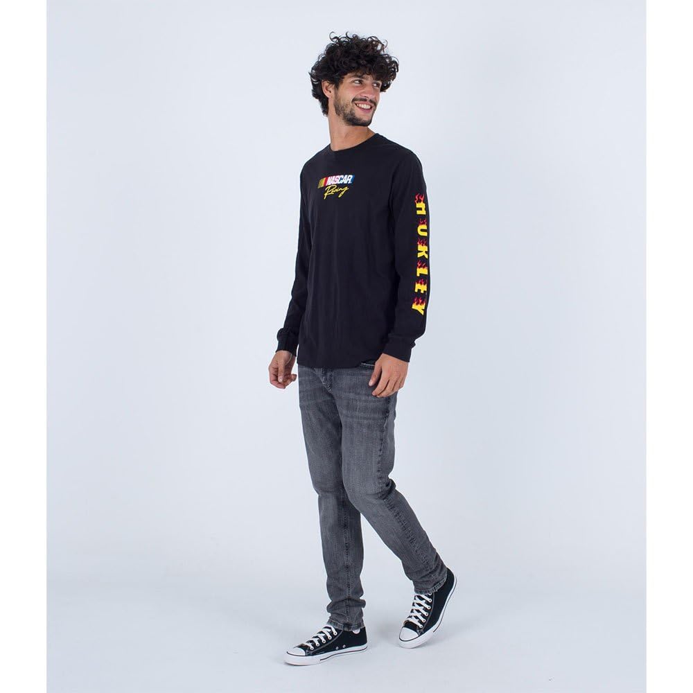 Hurley Nascar Flame Long Sleeve T-Shirt Black 2XL - Men's Tee
