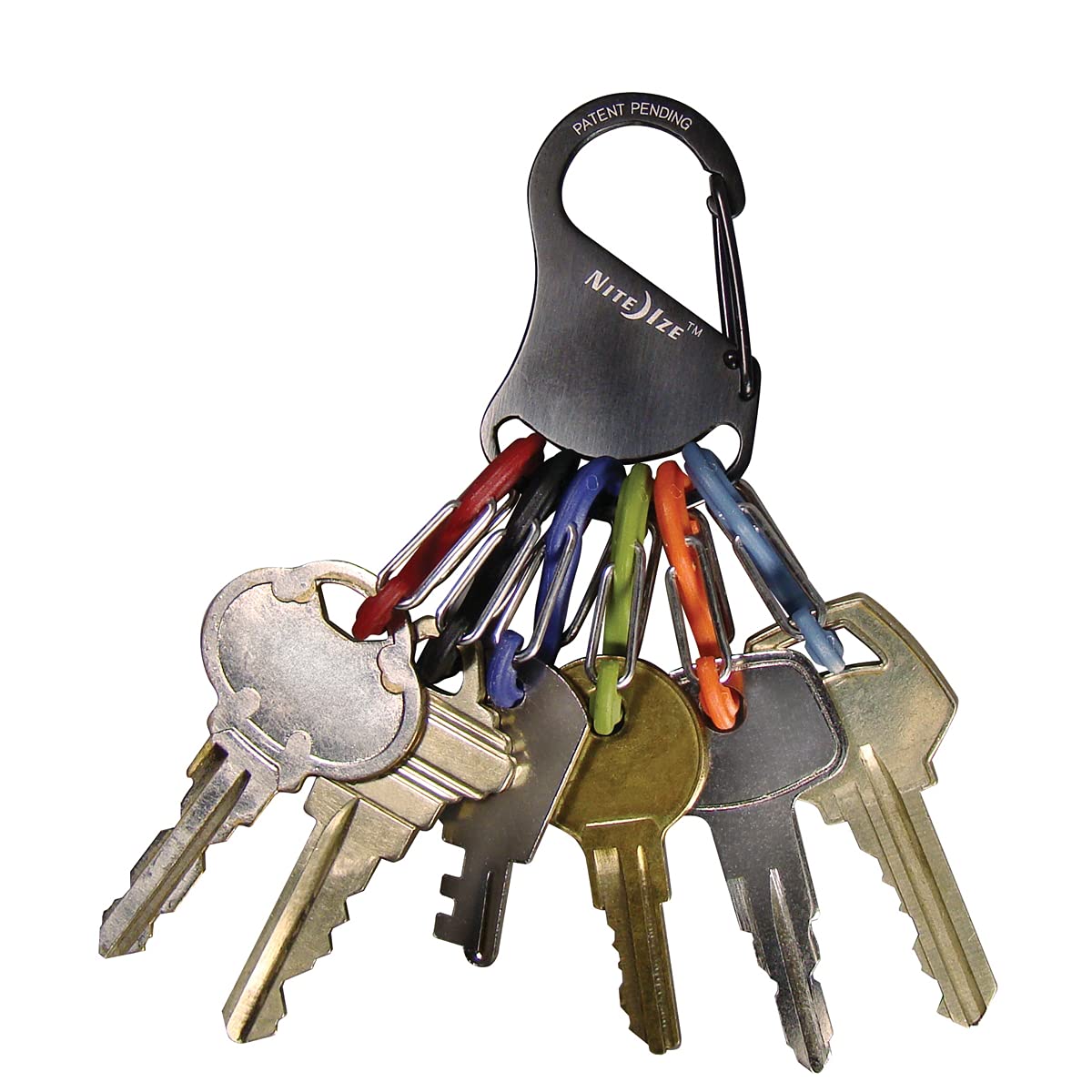 Nite Ize Key Rack Carabiner with 6 Color-Coded S-Biners Black EDC Accessory
