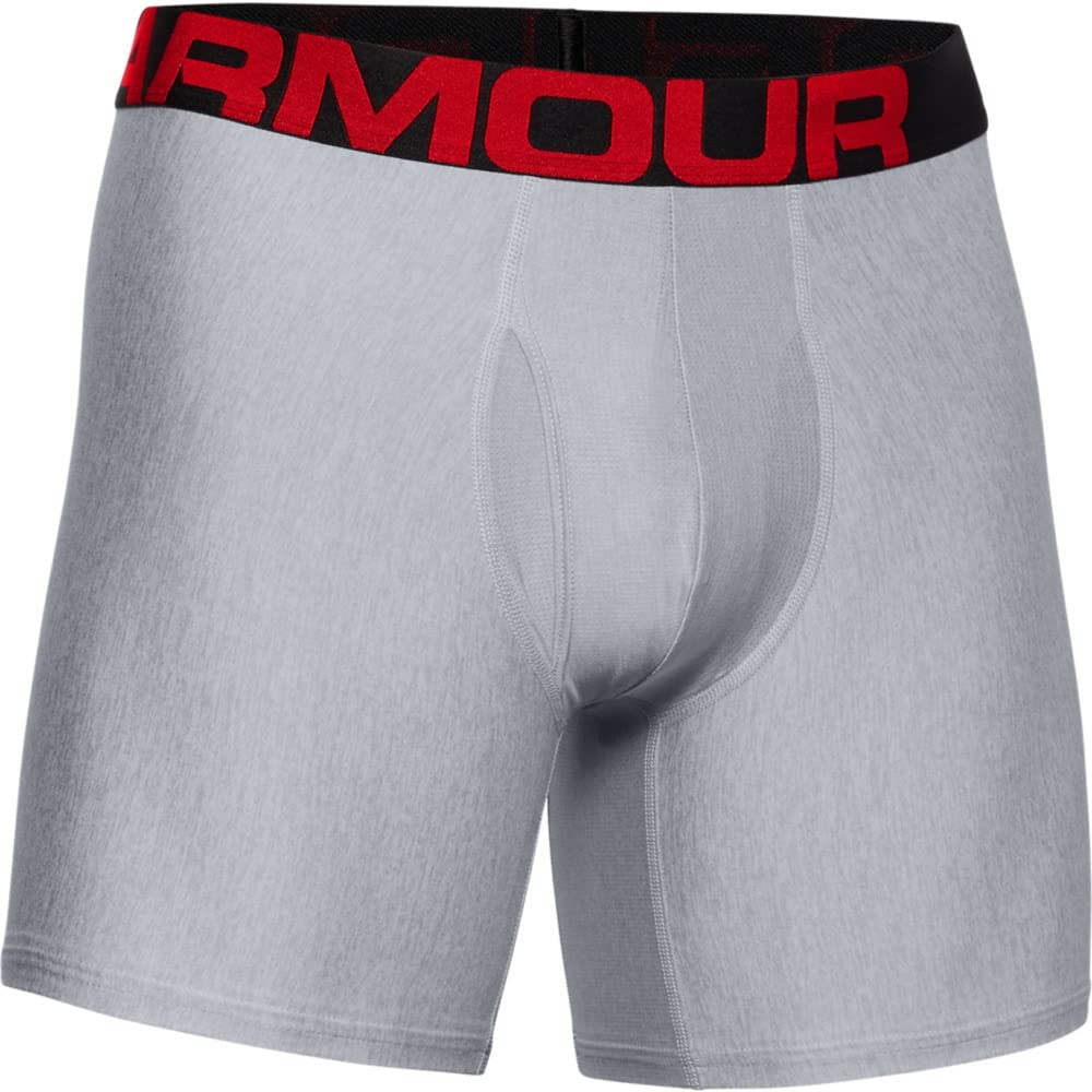 Under Armour Men's Tech Boxerjock 6-Inch 2-Pack, Mod Gray Light Heather