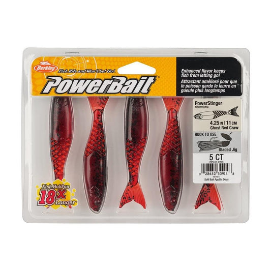 Berkley PowerBait PowerStinger Soft Bait 4.25 Inch Ghost Red Craw Lure