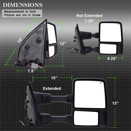 Spyder Tow Mirrors Power Heated Signal for 1999-2007 Ford F-250 F-350 Super Duty