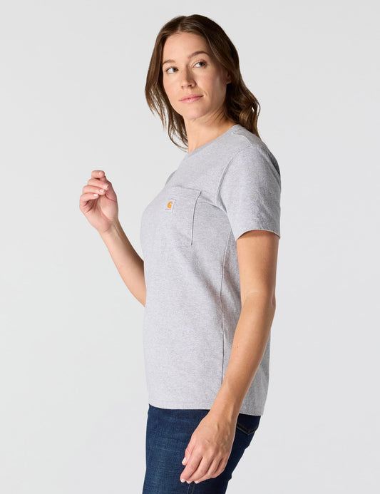 Carhartt Womens Heavyweight Pocket Tee Shirt Heather Gray Small