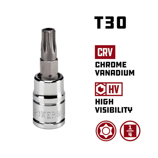 Powerbuilt 648503 T30 Tamper Proof Torx Bit Socket 1/4" Drive Security Star