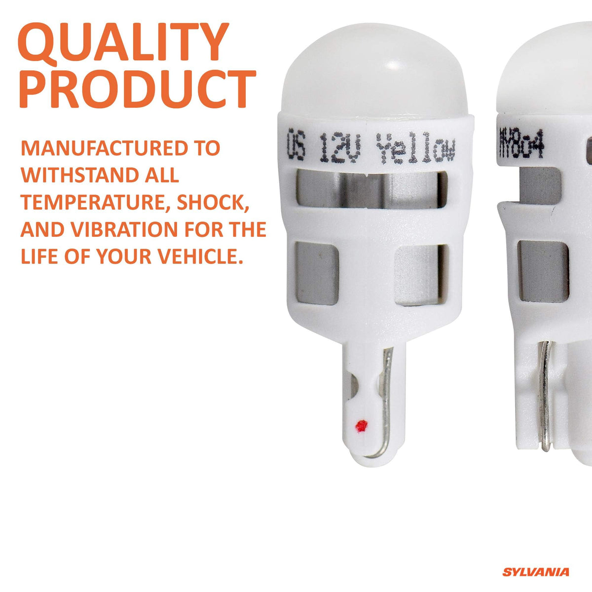 SYLVANIA 168 T10 W5W LED Amber Mini Bulbs 2-Pack for Auto Interior Lighting