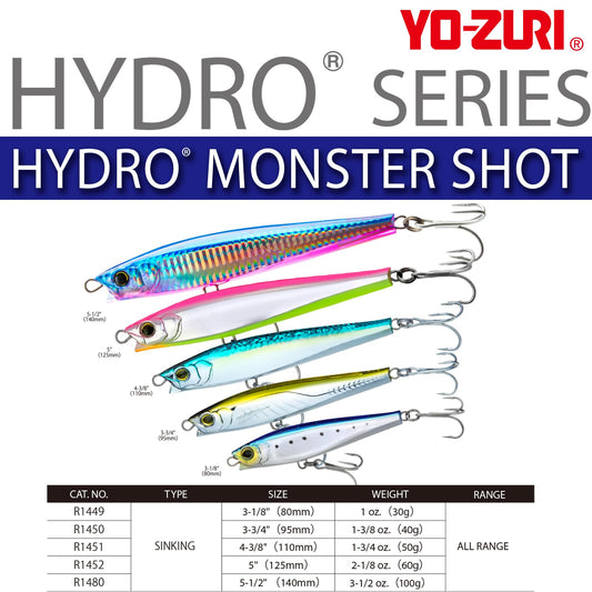 Yo-Zuri Hydro Monster Shot 125mm 5in Sinking Lure White Silver R1452