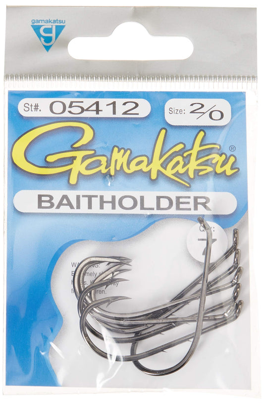 Gamakatsu 05412 High Carbon Steel Bait Holder Hooks 7-Pack Silver Finish
