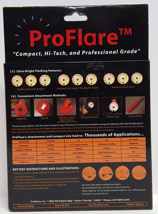 ProFlare Bright Lite LED Power Flashlight - 3 Modes, 5 Mounts PF-O1R