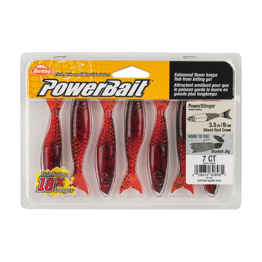 Berkley PowerBait PowerStinger Soft Bait Ghost Red Craw Fishing Lure