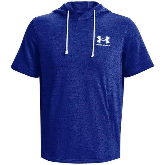 Under Armour Men's Rival Terry Short-Sleeve Hoodie Royal Onyx White Sweatshirt
