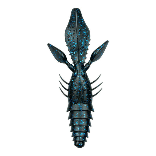 6th Sense Prawn 4.2 Bass Fishing Creature Bait, Black N Blue Flake, 6 Pack