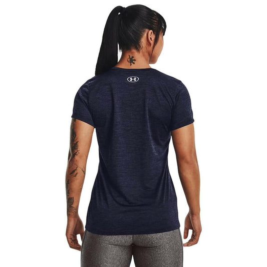 Under Armour Women's Tech Twist T-Shirt Black Metallic Silver Medium