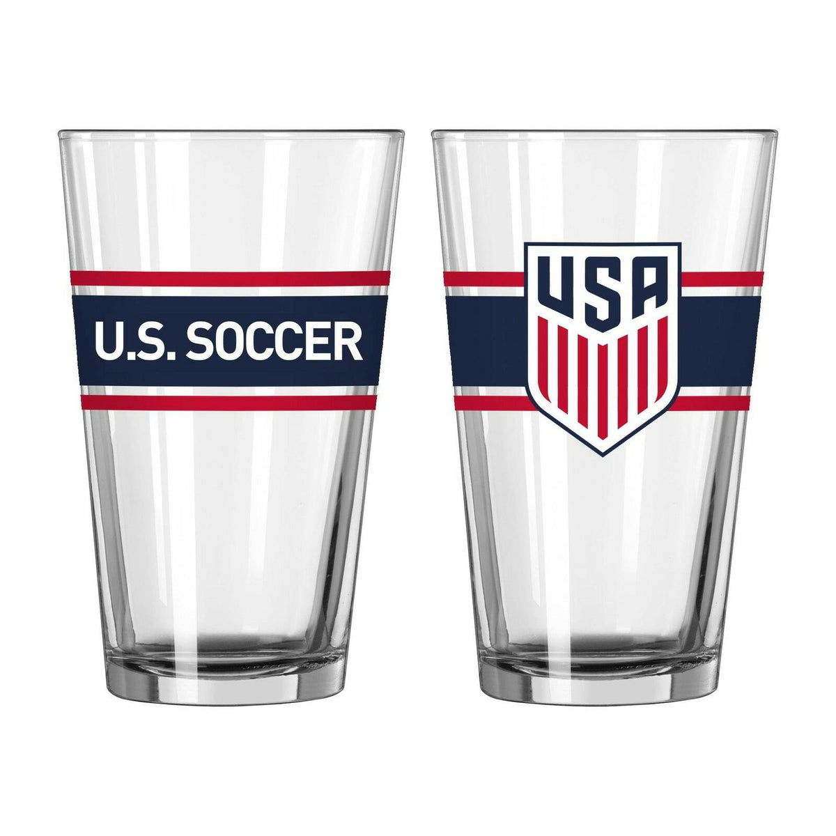 Logo Brands US Mens Soccer Team 16oz Chip Resistant Glass Pint Cup Drinkware