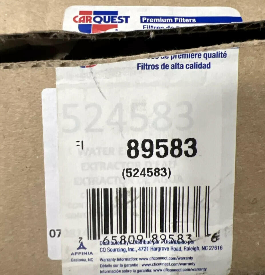 Carquest 89583 Fuel Filter Wix 24583 524583 Water Extrator