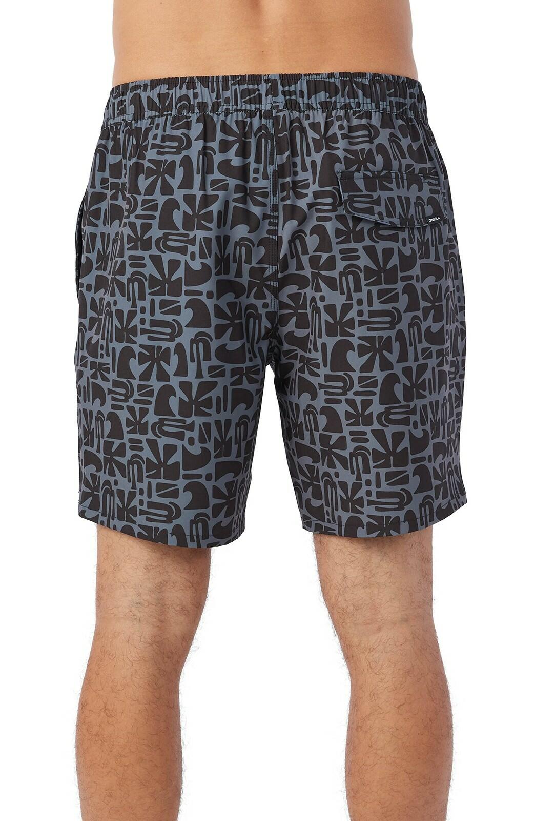Mens Stencil Volley Swim, Black, XXL