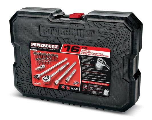 Powerbuilt 641714 29 Piece SAE Standard Deep Well Socket Set 1/2 Drive