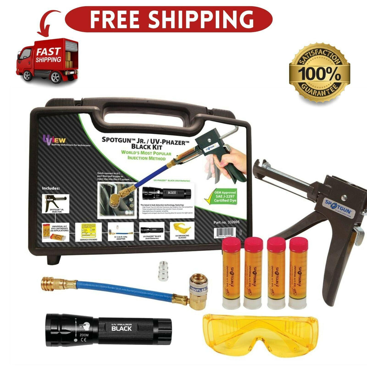 UVIEW Spotgun Jr UV Phazer Black (Aaa) Light Dye Kit W/Extendye UVU332005