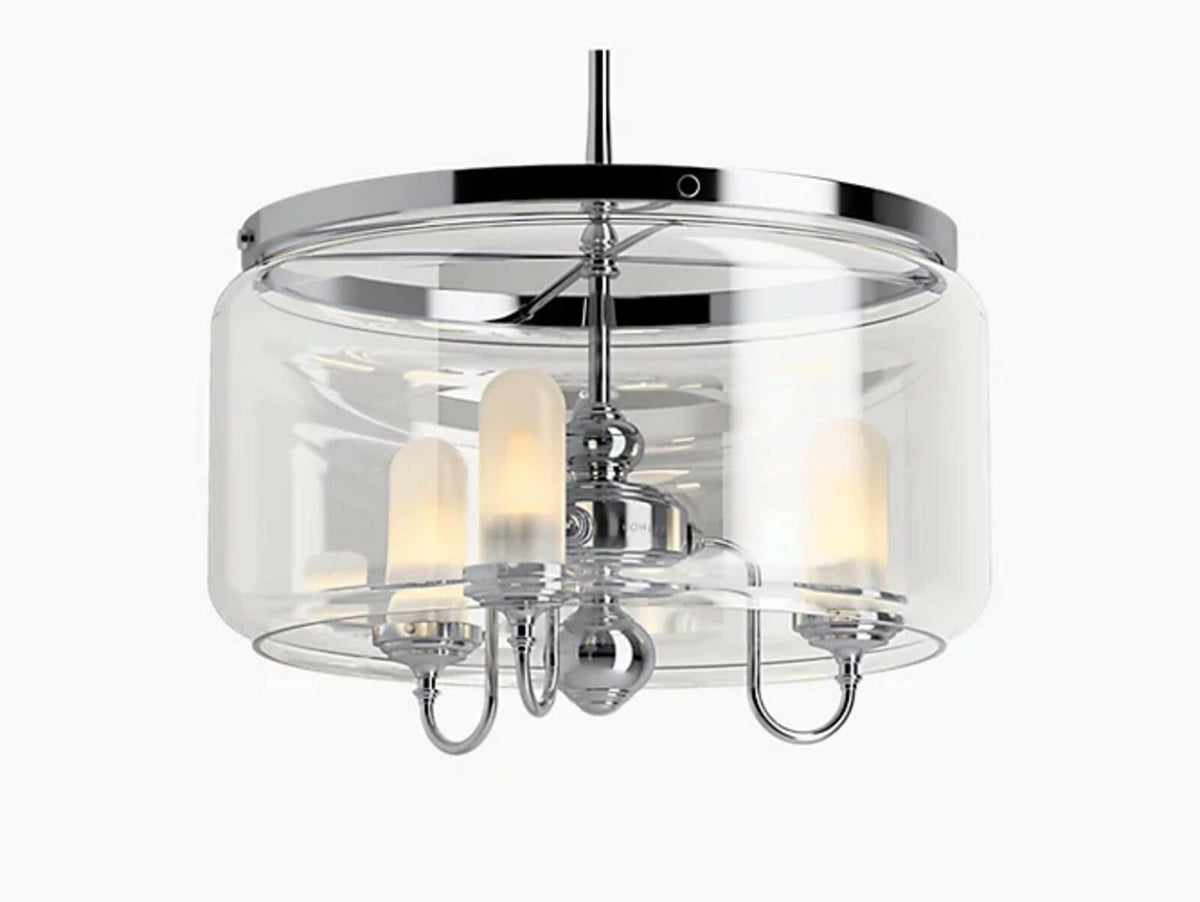 Kohler Artifacts 3-Light Polished Chrome Chandelier Adjustable Drum Shades