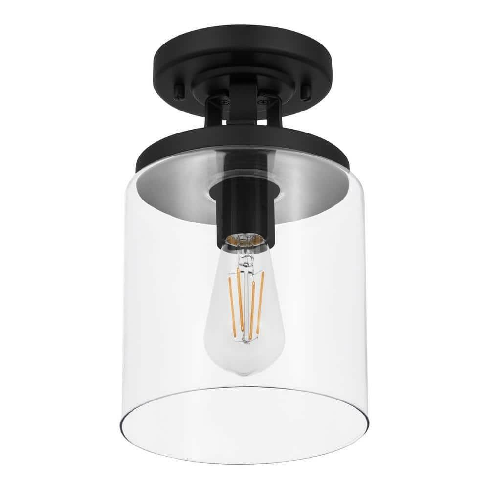 Kendall Manor 11 Inch Matte Black Semi-Flush Mount Light Fixture by Hampton Bay