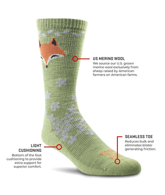 Farm to Feet Women's Large Plum Merino Wool Crew Socks Light Cushion