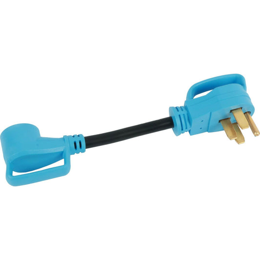 MAKERZ 50 Amp to 30 Amp RV Adapter Cord 12 Inch Heavy Duty with Light