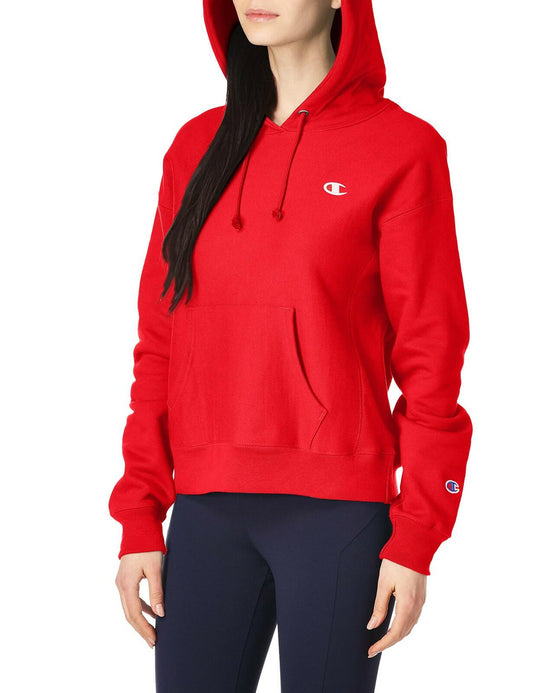 Champion Women's XS Reverse Weave Hoodie Scarlet with Kangaroo Pocket