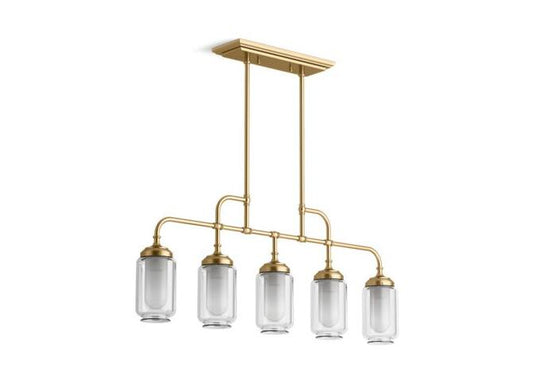 Kohler Artifacts 22660-CH05-BGL 5 Light Linear Chandelier Brushed Gold 36-Inch