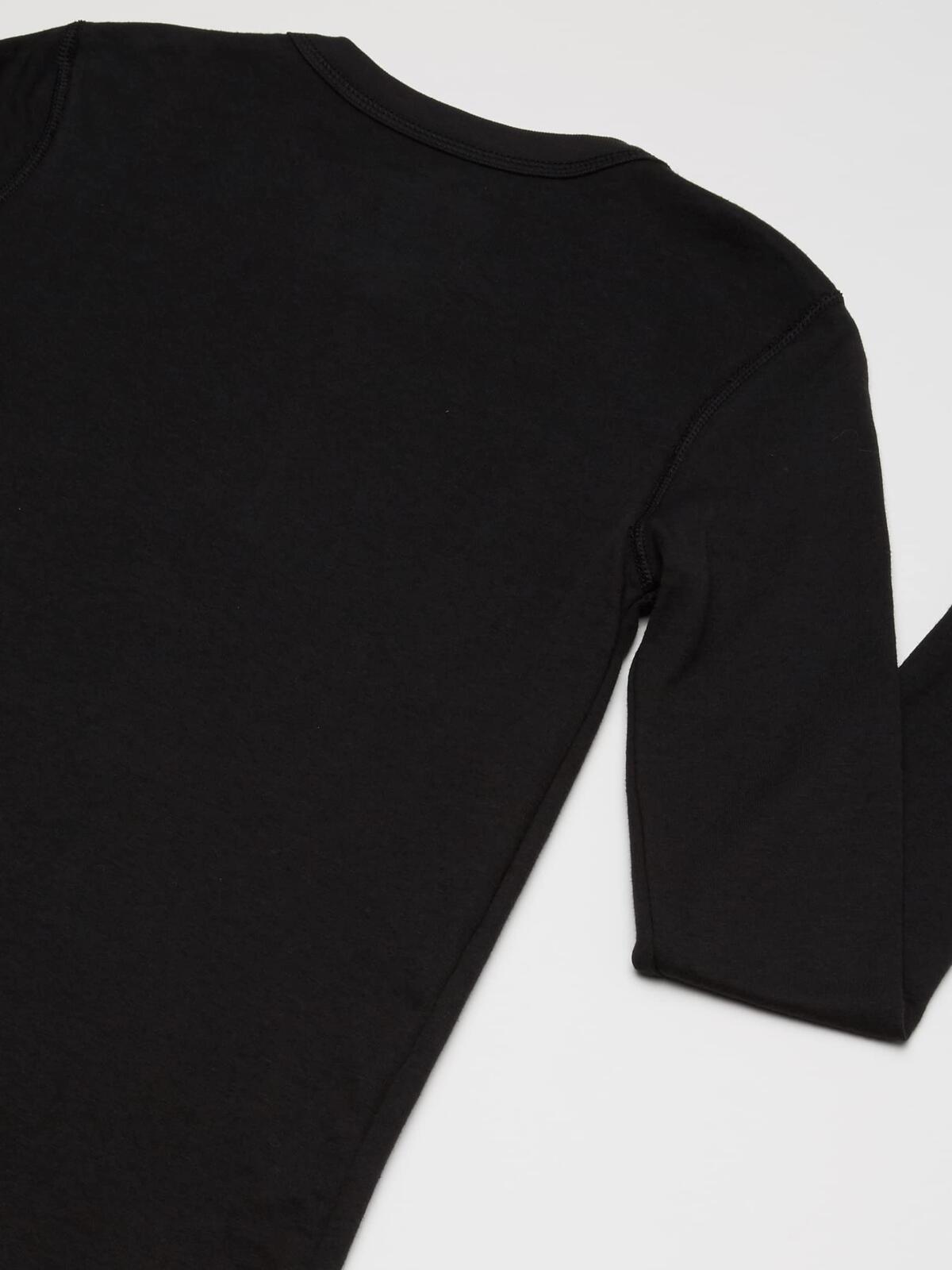 Duofold Boys Thermal Shirt - Lightweight 2-Layer Crew Neck, Black, Medium