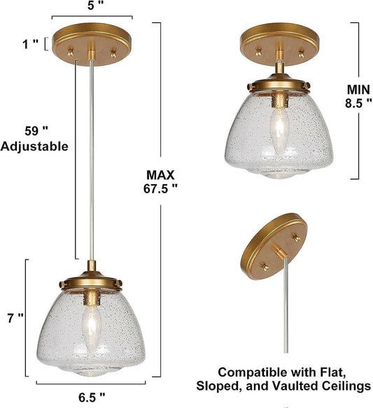Antique Gold Pendant Light Fixture, Modern Hanging Chandelier by GEPOW