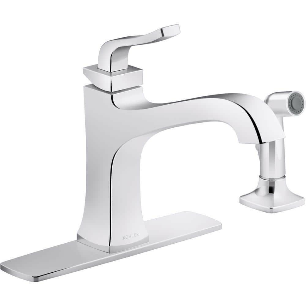 Kohler Rubicon Single-Handle Kitchen Faucet Polished Chrome with Side Spray R26581-VS