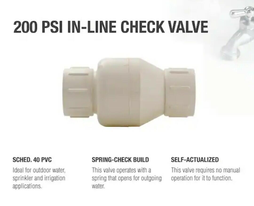 Homewerks 2'' PVC In-Line Check Ball Valve Schedule 40 White