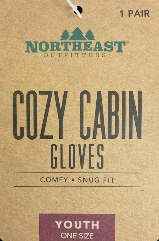 Cozy Cabin Youth Glove, Black, One Size, Knit, Faux Fur Lined, Folded Cuff