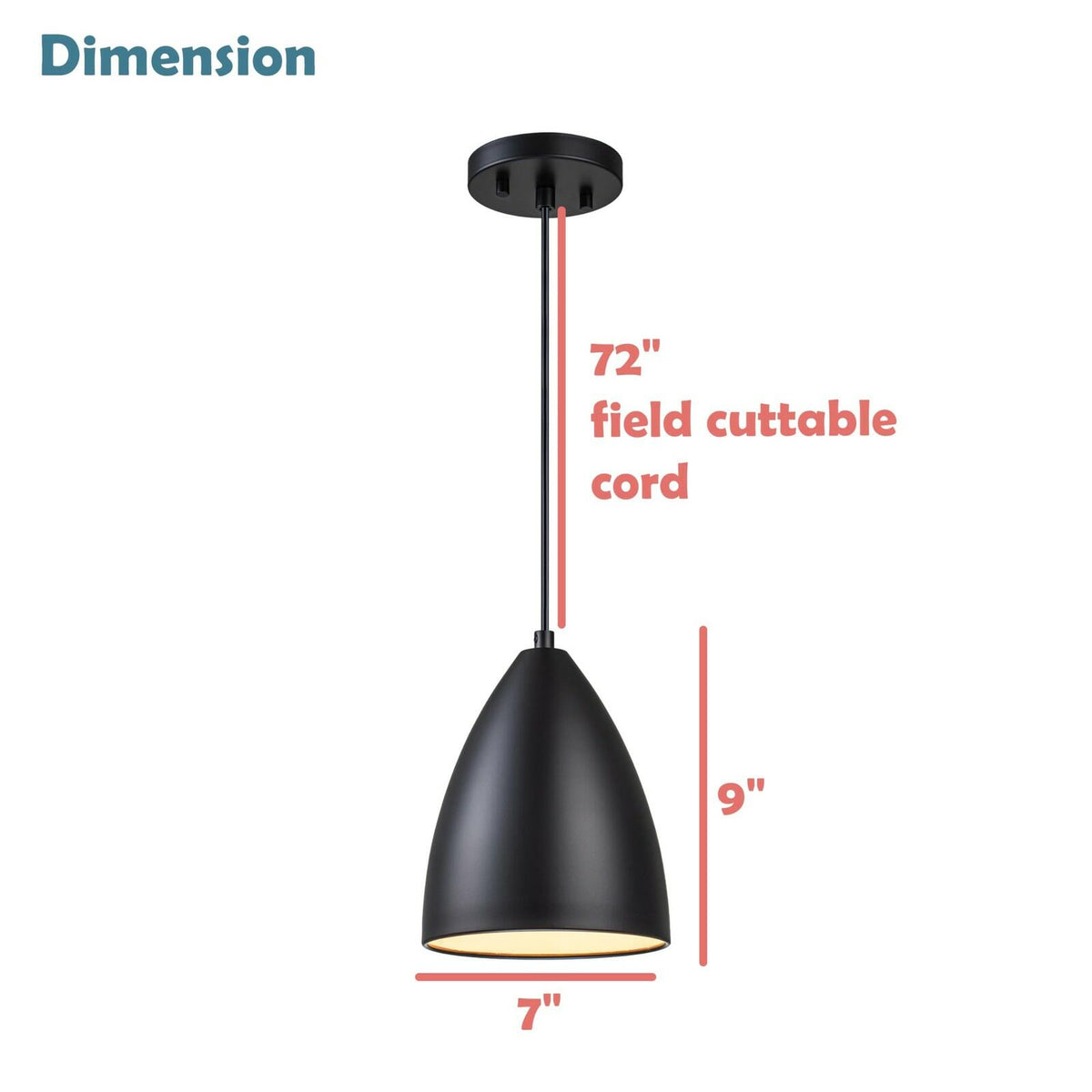 Aspen Creative Adjustable Matte Black Indoor Pendant Light - Modern Fixture