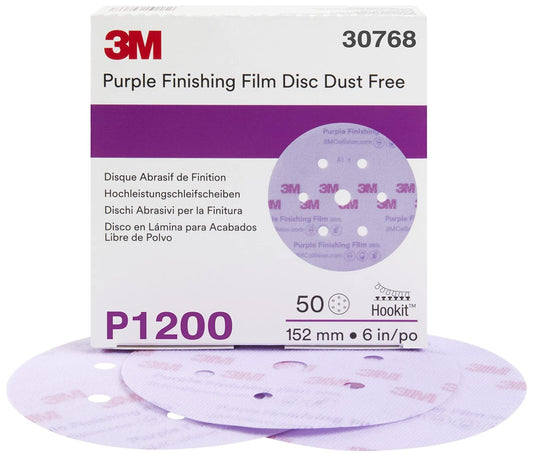 3M Hookit Purple 260L Finishing Film Disc 6 in 30768 Dust-Free Sanding
