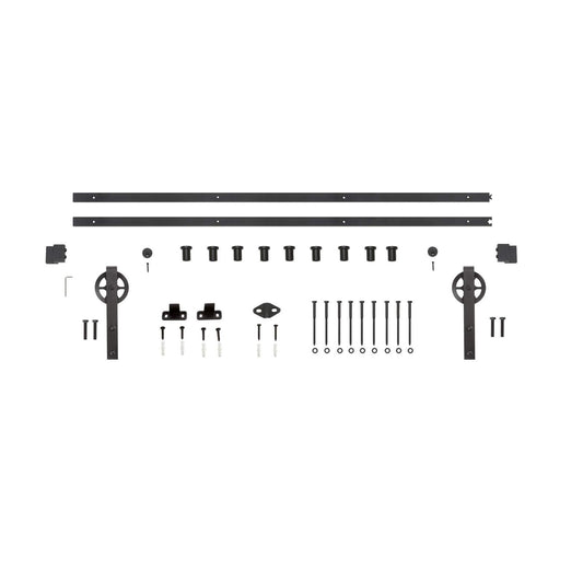 Miseno 120 Inch Barn Door Hardware Kit Large Wheel Stainless Steel Finish