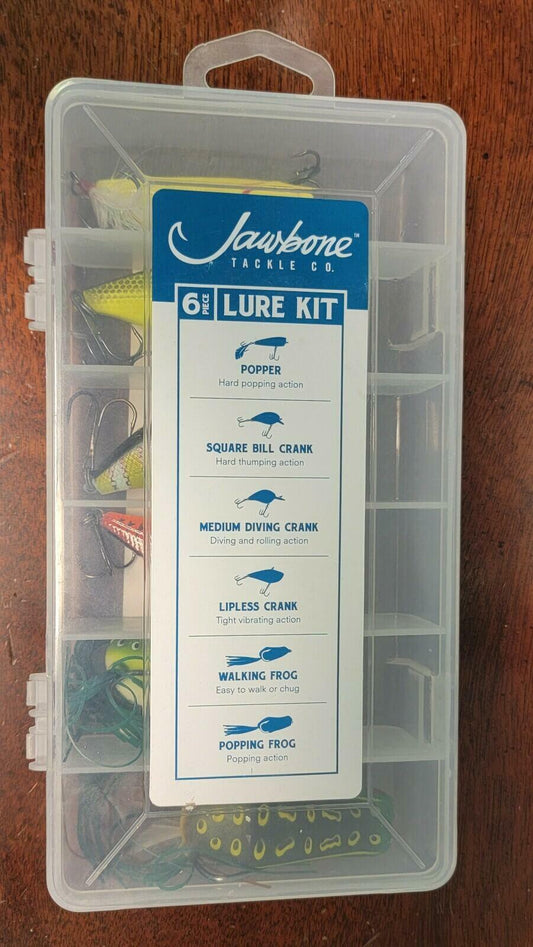 Jawbone Tackle Co 6-Piece Freshwater Fishing Lure Kit Crankbaits Poppers Frogs