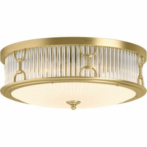 Kohler Terret 27750-FM03 15 in Flush Mount Ceiling Light Brushed Moderne Brass