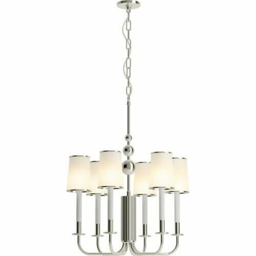 Kohler Tresdoux 27441-CH06-SNL 6-Light Chandelier 24 in Polished Nickel Ribbed