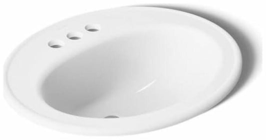 Kohler Pennington 2196-4-0 20"x17" Bathroom Drop In Oval Sink White