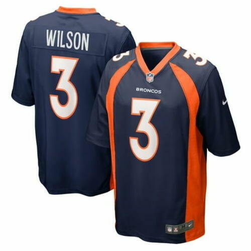 Nike Youth Russell Wilson Broncos Navy Alternate Game Jersey, Size XL