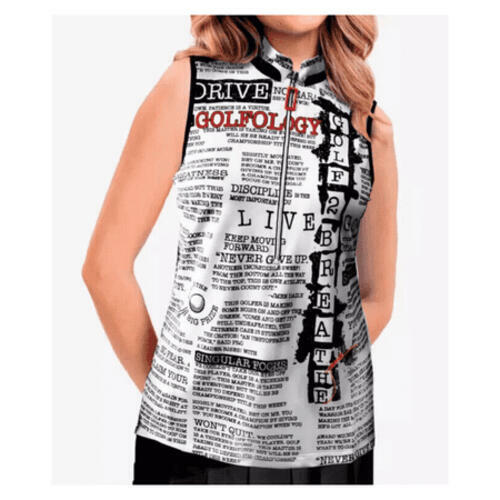 Jamie Sadock-Sleeveless Golfology Top Black/White S