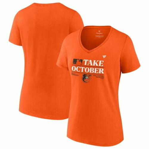 Fanatics Baltimore Orioles Women's 2023 Postseason Locker Room V-Neck Tee Orange