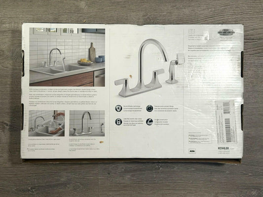 Kohler Maxton Stainless Double Handle Deck Mount Kitchen Faucet R22869-CP