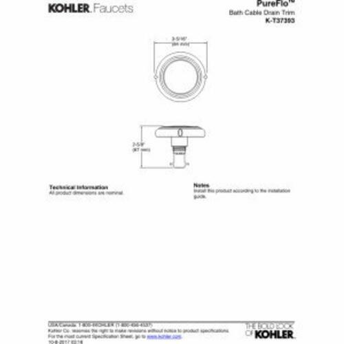 Kohler PureFlo T37393-2BZ Bath Drain Trim Oil Rubbed Bronze Rotary Turn
