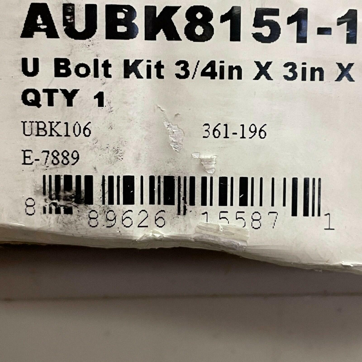 Automann AUBK8151-154 Suspension U-Bolt Kit 3/4 x 3 x 15-5/8 in
