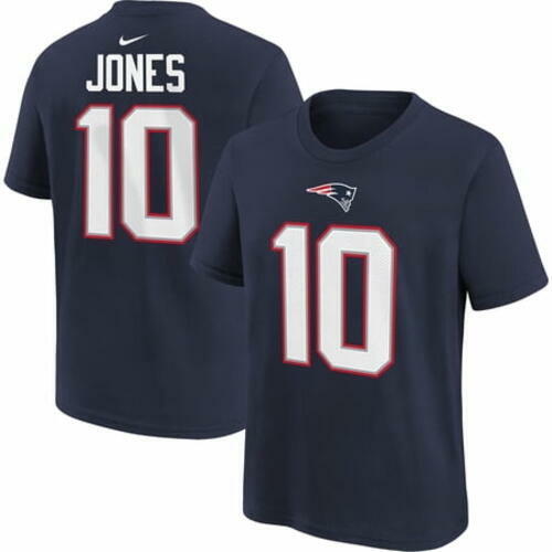 Nike Youth Mac Jones Patriots Team Name & Number T-Shirt, Blue