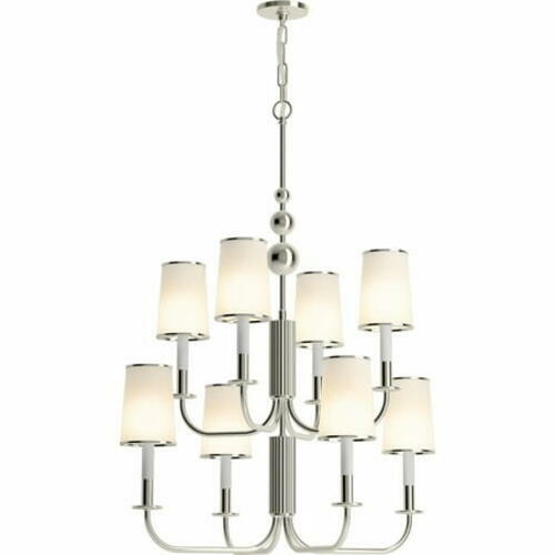 Kohler Tresdoux 27442-CH08-SNL 8 Light Chandelier Polished Nickel Ribbed Glass